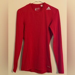 Adidas Tech Fit Compression Red Long Sleeve Shirt